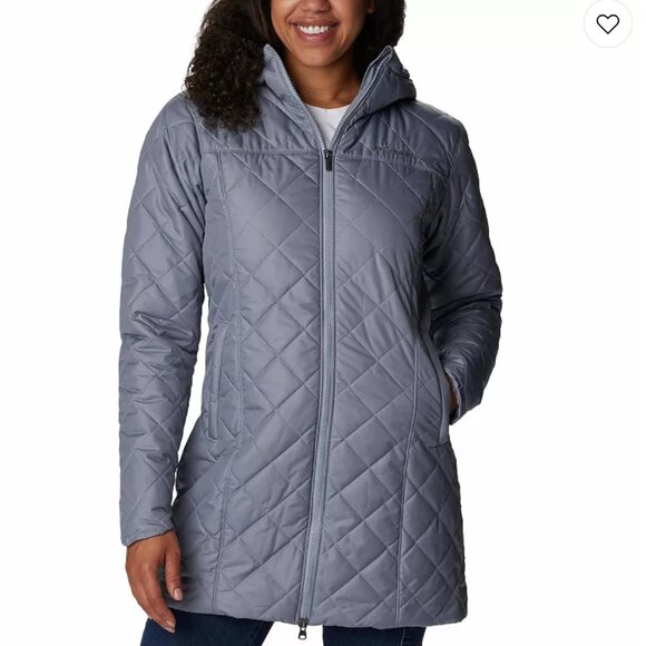 Columbia Winter Jacket Coat Quilted Gray Size L Large Copper Crest™ Long - Picture 1 of 6